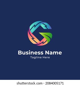 Thunder letter G creative logo concept with multiple gradient colors