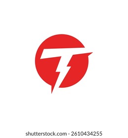 Thunder Letter T Logo design vector template isolated on white background