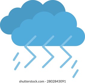 Thunder and Lighning Flat Icon Vector Design