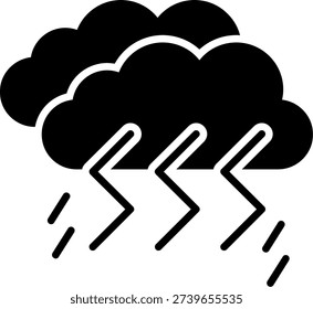 Thunder and Lighning Glyph Vector Icon Design