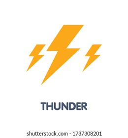 Thunder-Blitz flache Icon Design-Stil-Abbildung auf weißem Hintergrund eps.10
