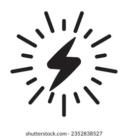 Thunder Lightening Icon Vector, Electric Power Vector, Energy Bolt Symbol, Flash Electric Lightening Sign, Thunder Strike, Voltage, Powerful Design Elements Vector Illustration