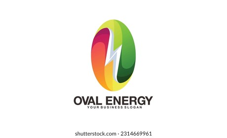Thunder lightening logo in oval shape abstract monogram vector template