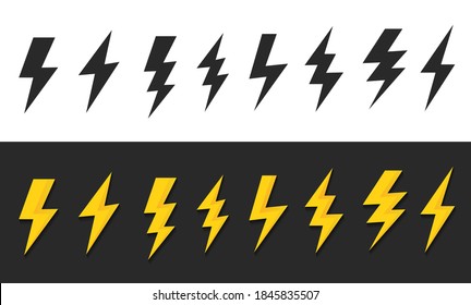 Thunder and lighting icon set. Vector illustration