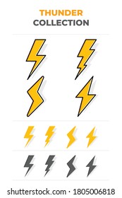 Thunder and lighting vector collection set. Premium Vector