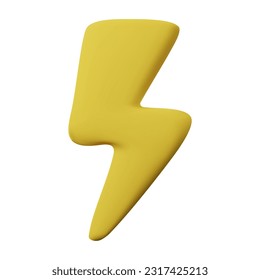 Thunder lightning 3d render icon for web and apps. Vector illustration isolated on white background