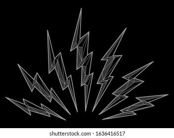 Thunder Lightning Bolts Bursting Strike Vector Illustration