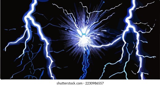 Thunder, Lightning Flash, Lightning Ball Illustration Vector Cartoon Drawing