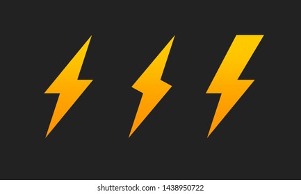 Thunder and lightning flash icons. Vector set