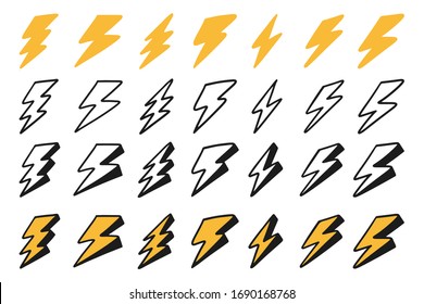 Thunder Lightning Hand Drawn Doodle Cute Cartoon