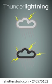 Thunder Lightning Heavy Rain Forecast Symbols Stock Vector (Royalty ...
