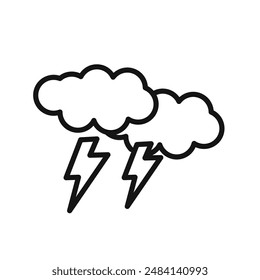 Thunder lightning icon black and white vector sign