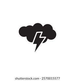 Thunder lightning icon black and white vector outline sign