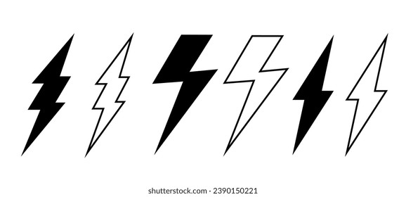 Thunder and lightning icon isolated on white. Vector illustration.