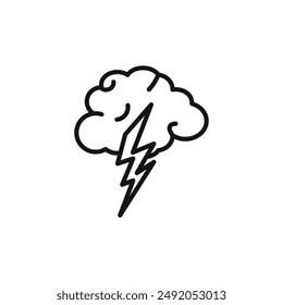 Thunder lightning icon outline collection in black and on white background