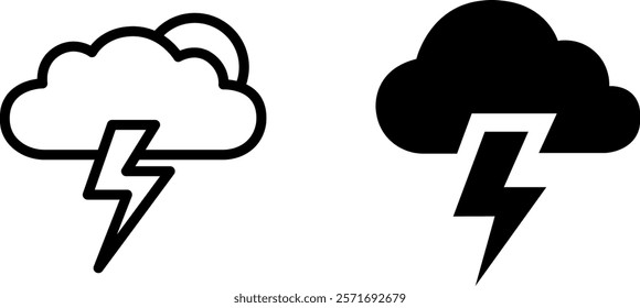 "Thunder and Lightning Icon Set – Striking Vector Designs"