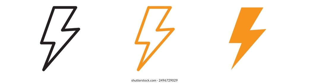 Thunder Lightning Icon Set Ilustraciones de Clima para proyectos de tormenta y Naturaleza