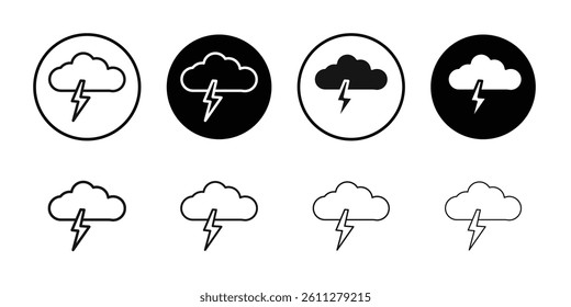 Thunder lightning icon Thin line art collection