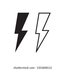 Thunder and lightning icon in trendy design style. Vector graphic illustration. Sign of charging and energy.