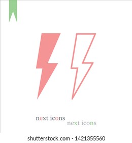 Thunder and lightning icon in trendy design style. Vector graphic illustration. Sign of charging and energy.