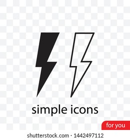 Thunder and lightning icon in trendy design style. Vector graphic illustration. Sign of charging and energy.