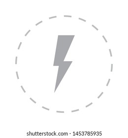 Thunder and lightning icon in trendy design style. Vector illustration. Sign of charging and energy.