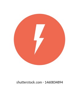 Thunder and lightning icon in trendy design style. Vector illustration. Sign of charging and energy.