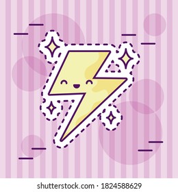 thunder or lightning, kawaii style vector illustration design