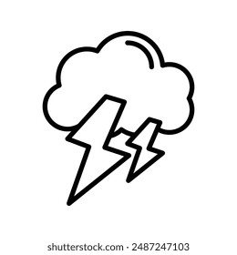 Thunder lightning linear logo mark in black and white