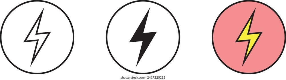 Thunder, lightning linedm isolated and colored style. Vector illustration