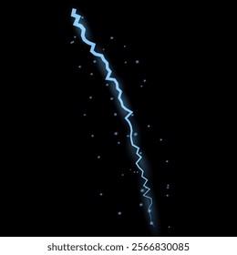 Thunder lightning on dark background. Lightning Thunderstorm Set. Thunderbolt spark. Bright glow and sparkle effect. Realistic transparent lightning. Vector illustration eps10.