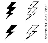 Thunder Lightning Power Charge Electric Electricity Electrified Icon Sign Logo Emblem Badge Sticker Vector EPS PNG Transparent No Background Clip Art Vector EPS PNG 