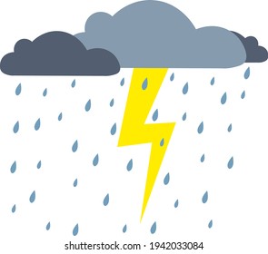 Thunder and lightning with rain and clouds vector illustration