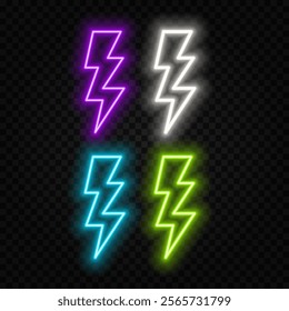 Thunder lightning vector electric power effect isolated on black background. Red spark blast vfx illustration. Flash lightening explosion magical spell attack. Energy discharge neon thunderstorm.