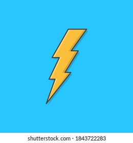 Thunder Or Lightning Vector Icon Illustration. Forked Lightning Flat Icon