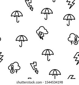 Thunder And Lightning Vector Seamless Pattern Thin Line Illustration