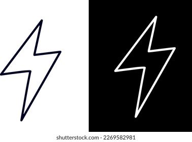 thunder line icon vector design black and white