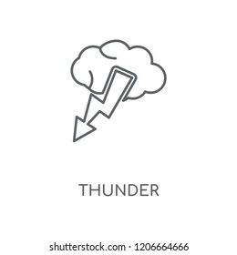 Thunder linear icon. Thunder concept stroke symbol design. Thin graphic elements vector illustration, outline pattern on a white background, eps 10.