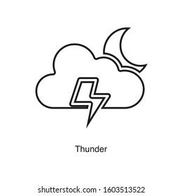 Thunder linear icon vector on white background. Black icon illustration