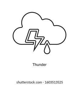 Thunder linear icon vector on white background. Black icon illustration