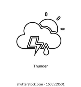 Thunder linear icon vector on white background. Black icon illustration