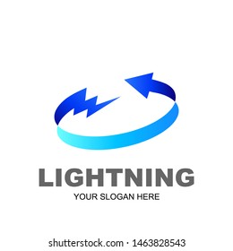 thunder logo with circular design vector, ribbon logo and arrow design, volt icon 