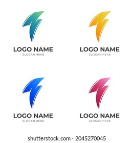 concepto de logotipo de trueno con estilo de color plano