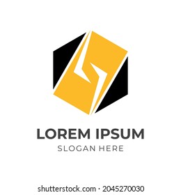 diseño de logotipo de truco con un estilo de color negro y amarillo plano