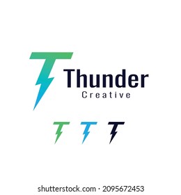 Thunder logo design with letter T concept ,template vector