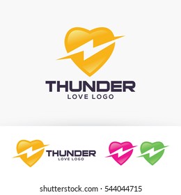 Thunder love logo design. Energy saving, Clean energy, Electricity logo concept. Vector logo template