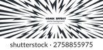Thunder manga cartoon and background comic line with anime burst vector. Radial shout black and pattern element superhero with boom energy texture. Action background comic and fight thunder.