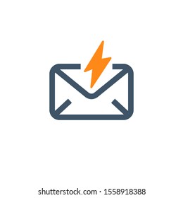 Thunder Message icon. Lightning mail post post letter document image vector