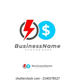 Thunder Money logo vector template, Creative Money logo design concepts
