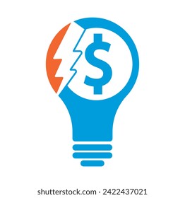 Thunder Money logo vector template. flash dollar logo design icon vector illustration.